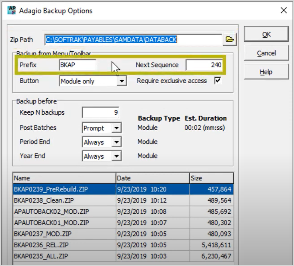 Adagio Accounting Backups